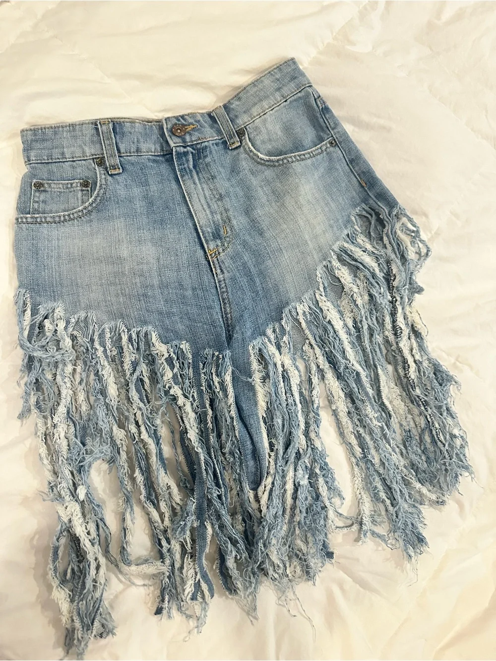 Carmar Light Wash Fringe Denim Shorts | Festival • Concert • Western